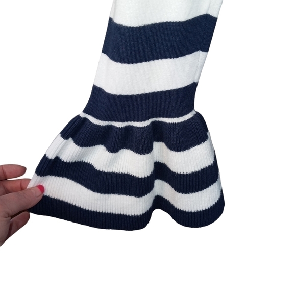 Sail to Sable Nautical Blue Striped Cotton Dress, Boat Neck, Ruffle Hem Size XS - Picture 5 of 10